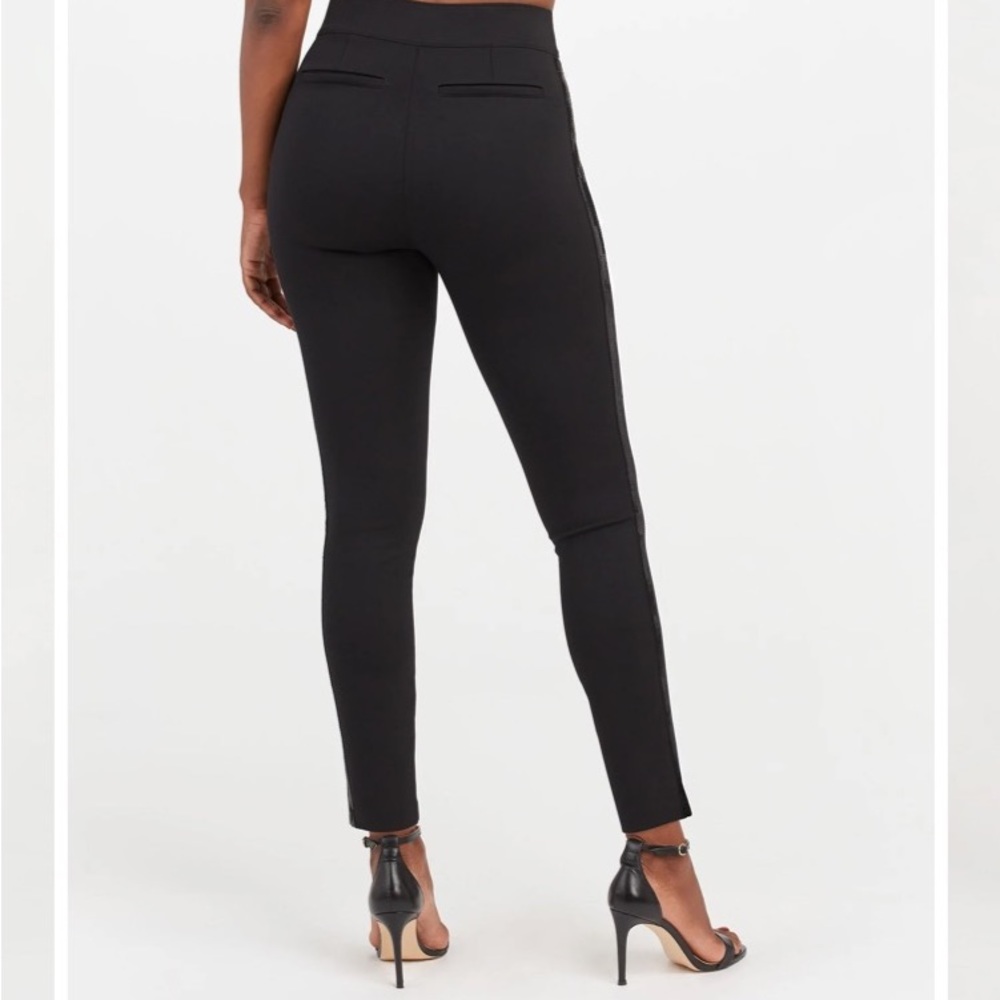 Spanx Perfect Blk Pant, Ankle Sequin Tuxedo Skinny, Size Large